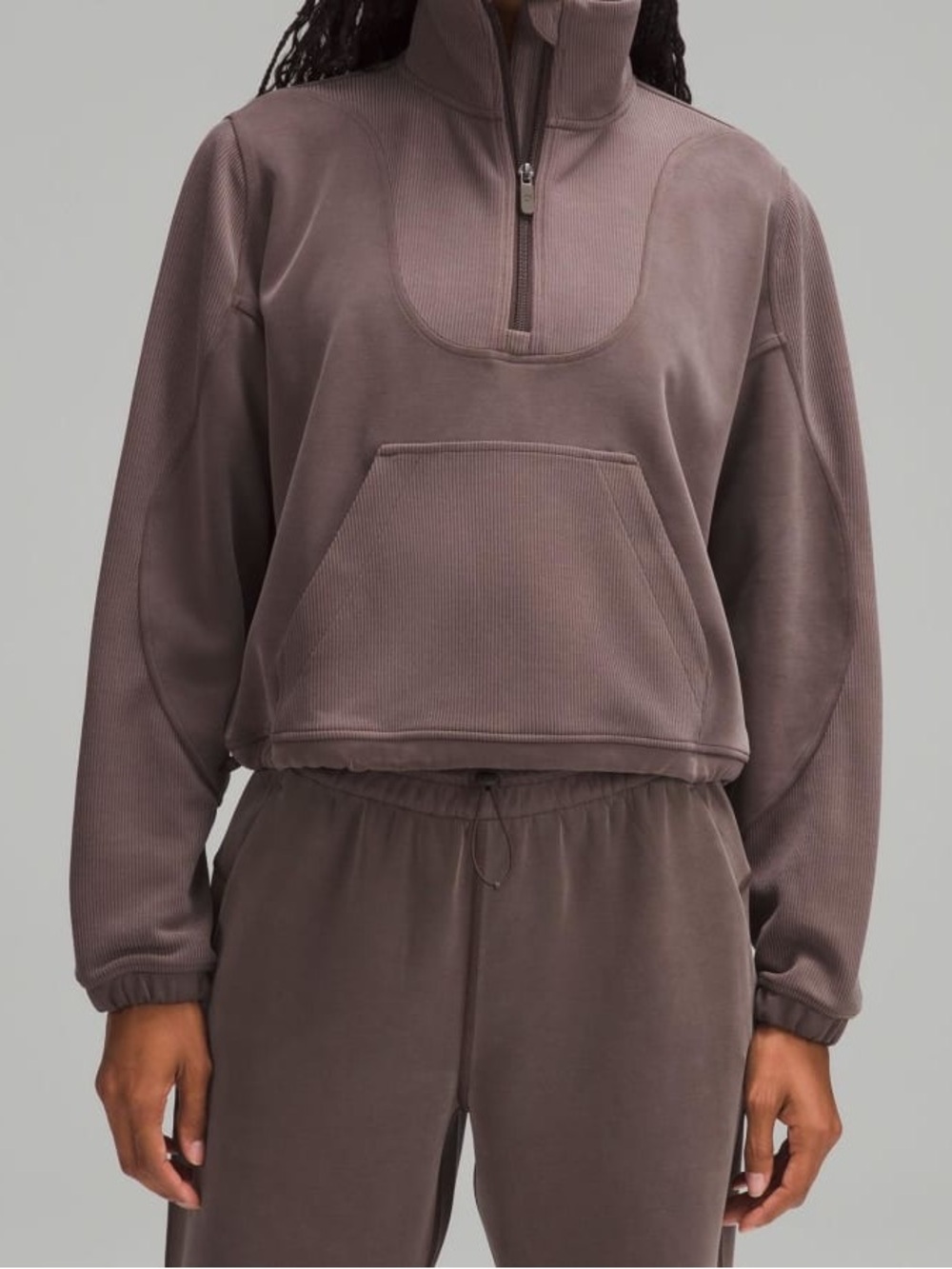 lululemon Softstreme Ribbed Half-Zip Funnel Pullover in Espresso